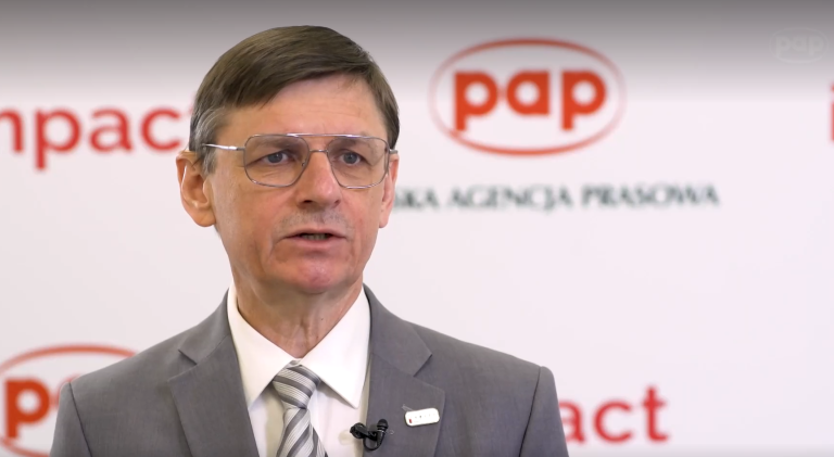 Polska misja kosmiczna Profesor Grzegorz Wrochna, prezes Polskiej Agencji Kosmicznej (POLSA), podczas wystąpienia na Kongresie Impact'23.